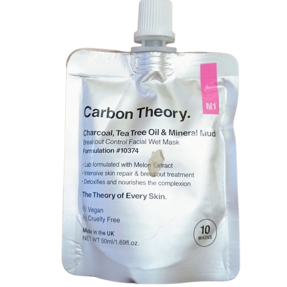 2 x Carbon Theory Tea Tree Charcoal Face Mask Mineral Mud Breakout Control 50ml